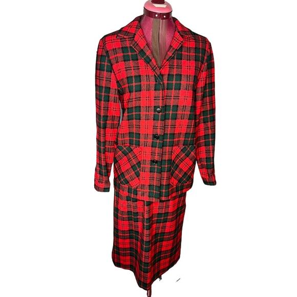 Pendleton 49er jacket skirt suit plaid red green vintage - Picture 1 of 15